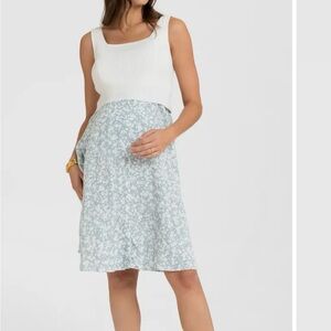 Floral Blue Maternity and Nursing Dress